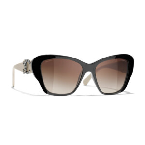 Chanel zonnebril 5457QB - Black & beige calfskin temples - optiek Lammerant